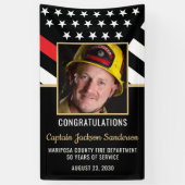 消防士の退職パーティー赤い線のフラグ写真 横断幕 (縦)