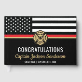 消防士の退職パーティー赤線のフラグ消防士 ゲストブック (正面)