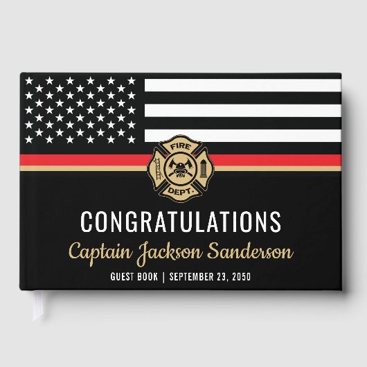消防士の退職パーティー赤線のフラグ消防士 ゲストブック (正面)
