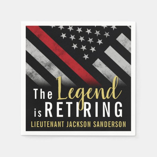 消防士の退職パーティー赤線のフラグ消防士 スタンダードカクテルナプキン (正面)