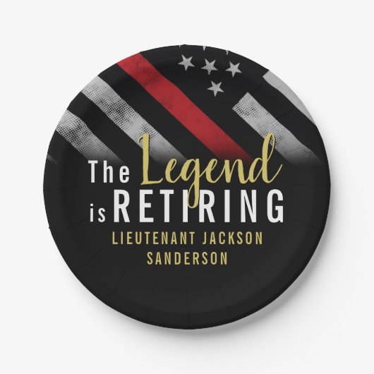 消防士の退職パーティー赤線のフラグ消防士 ペーパープレート (正面)