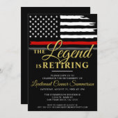 消防士の退職パーティー赤線のフラグ消防士 招待状 (正面/裏面)