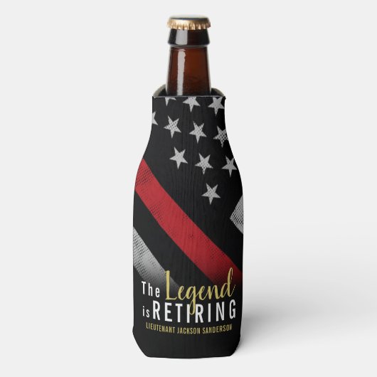 消防士の退職パーティー赤線フラッグ消防士 ボトルクーラー (ボトル正面)