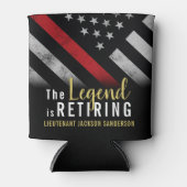 消防士の退職パーティー赤線フラッグ消防士 缶クーラー (正面)