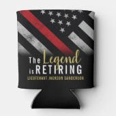 消防士の退職パーティー赤線フラッグ消防士 缶クーラー (裏面)