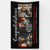 消防士の退職フォトコラージュ薄い赤線 横断幕 (縦)