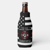 消防士の退職マルチーズクロス薄い赤線 ボトルクーラー (ボトル正面)