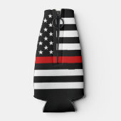 消防士の退職マルチーズクロス薄い赤線 ボトルクーラー (裏面)