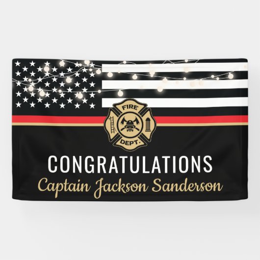 消防士の退職レッドライン国旗のパーティー 横断幕 (横)