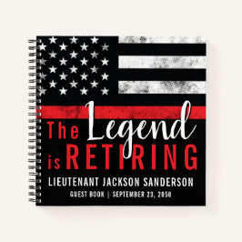 消防士の退職レッドライン旗ファイアマンゲスト ノートブック