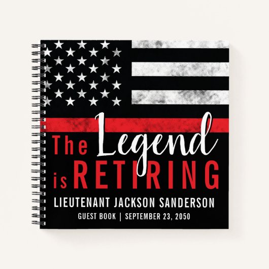 消防士の退職レッドライン旗ファイアマンゲスト ノートブック (正面)