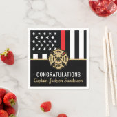 消防士の退職レッドライン旗消防士 スタンダードカクテルナプキン (インサイチュ)