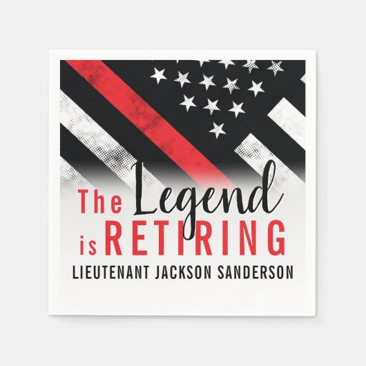 消防士の退職レッドライン旗消防士 スタンダードカクテルナプキン (正面)