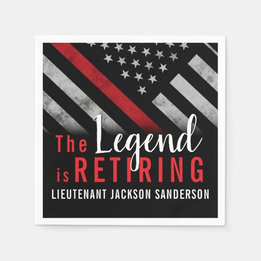 消防士の退職レッドライン旗消防士 スタンダードカクテルナプキン (正面)