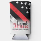 消防士の退職レッドライン旗消防士 スリム缶クーラー (正面)