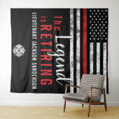 消防士の退職レッドライン旗消防士 タペストリー (インサイチュ(横))