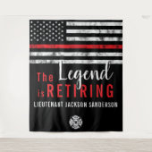 消防士の退職レッドライン旗消防士 タペストリー (正面)