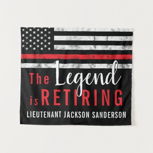 消防士の退職レッドライン旗消防士 タペストリー (正面(横))