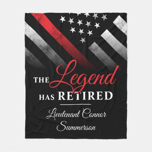 消防士の退職レッドライン旗消防士 フリースブランケット (正面)