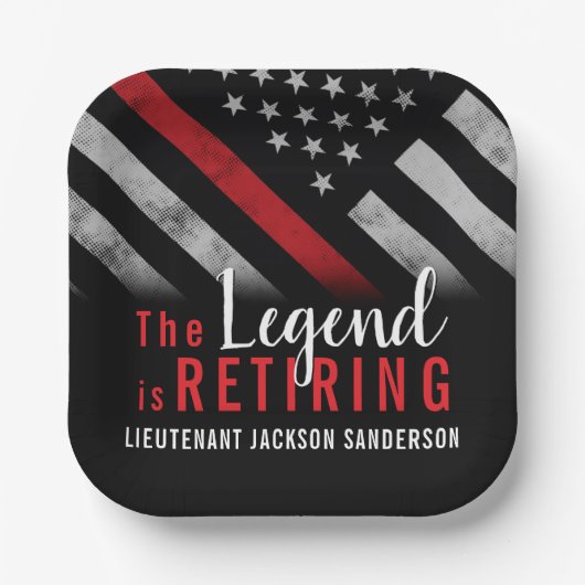 消防士の退職レッドライン旗消防士 ペーパープレート (正面)