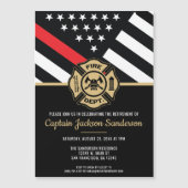 消防士の退職レッドライン旗消防士 マグネット招待状 (正面)