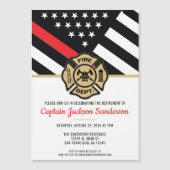 消防士の退職レッドライン旗消防士 マグネット招待状 (正面)