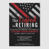 消防士の退職レッドライン旗消防士 マグネット招待状 (正面)