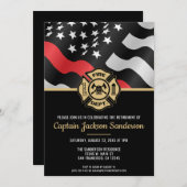 消防士の退職レッドライン旗消防士 招待状 (正面/裏面)