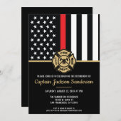 消防士の退職レッドライン旗消防士 招待状 (正面/裏面)