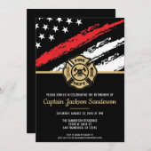 消防士の退職レッドライン旗消防士 招待状 (正面/裏面)