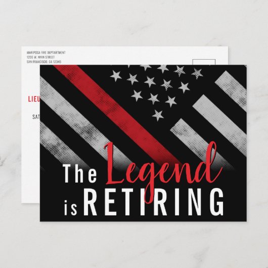 消防士の退職レッドライン旗消防士 案内ポストカード (正面/裏面)