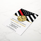 消防士の退職レッドライン旗消防士 箔招待状 (回転した状態)