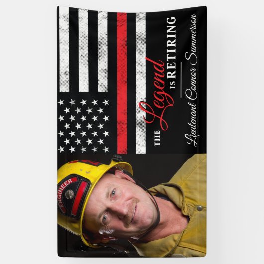 消防士の退職写真赤線フラッグ消防士 横断幕 (縦)