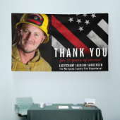 消防士の退職記念レッドラインの写真 横断幕 (トレードショー)