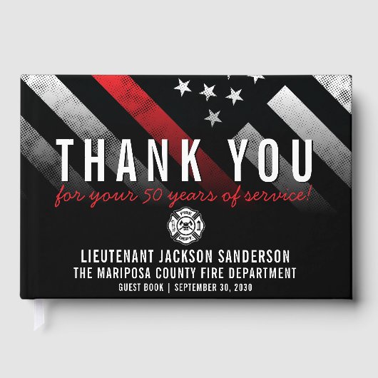 消防士の退職記念レッドライン国旗 ゲストブック (正面)