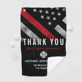 消防士の退職記念レッドライン国旗 ゴルフタオル (インサイチュ)