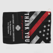 消防士の退職記念レッドライン国旗 ゴルフタオル (横)