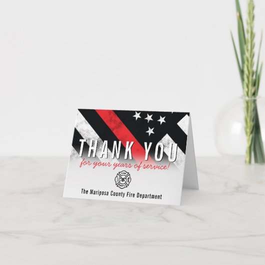 消防士の退職記念レッドライン国旗 サンキューカード (正面)