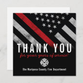 消防士の退職記念レッドライン国旗 サンキューカード (正面/裏面)