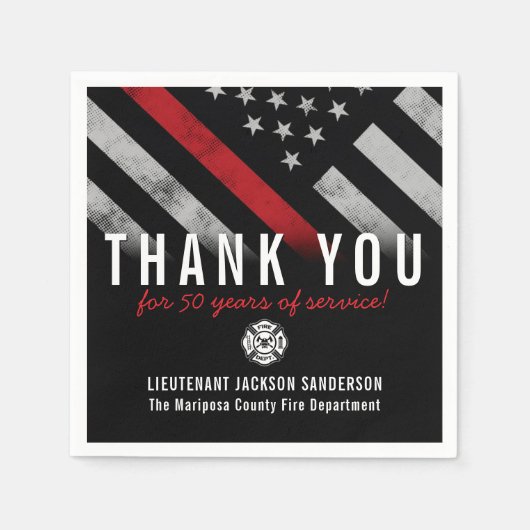 消防士の退職記念レッドライン国旗 スタンダードカクテルナプキン (正面)