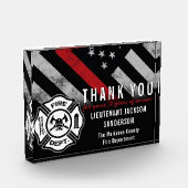 消防士の退職記念レッドライン国旗 フォトブロック (左)