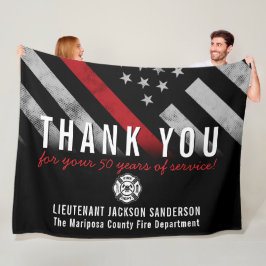 消防士の退職記念レッドライン国旗 フリースブランケット