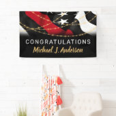 消防士の退職金の細い赤い線 横断幕 (インサイチュ)