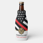 消防士の退職金の細い赤線のフラグおめでとう ボトルクーラー (ボトル正面)