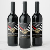 消防士の退職金の細い赤線のフラグおめでとう ワインラベル (ボトル)