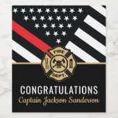 消防士の退職金の細い赤線のフラグおめでとう ワインラベル (シングルラベル)