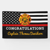 消防士の退職金の細い赤線のフラグおめでとう 横断幕 (横)