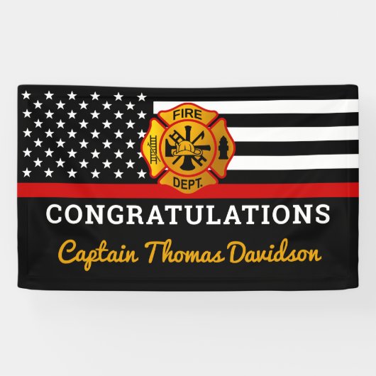 消防士の退職金の細い赤線のフラグおめでとう 横断幕 (横)