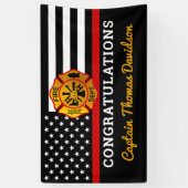 消防士の退職金の細い赤線のフラグおめでとう 横断幕 (縦)