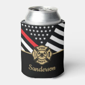 消防士の退職金の細い赤線のフラグおめでとう 缶クーラー (缶正面)